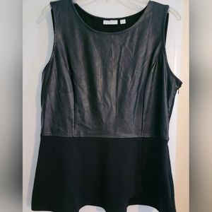 Faux leather upper peplum , side zip top NY&CO